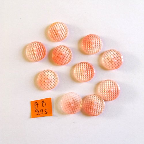 10 boutons en résine rose transparent- 15mm - ab995