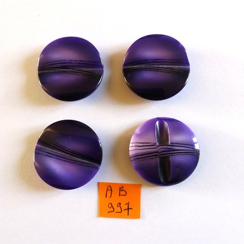 4 boutons en résine violet - 28mm - ab997