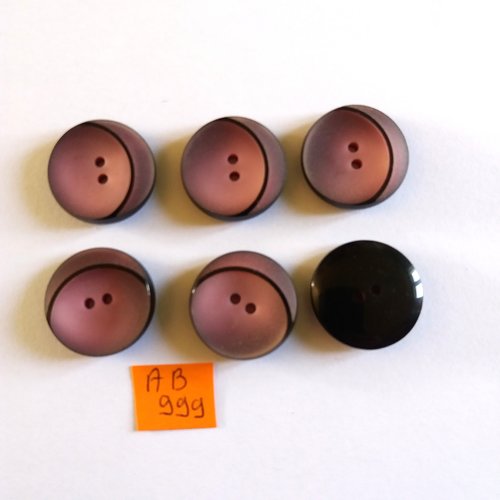 6 boutons en résine violet - 23mm - ab999