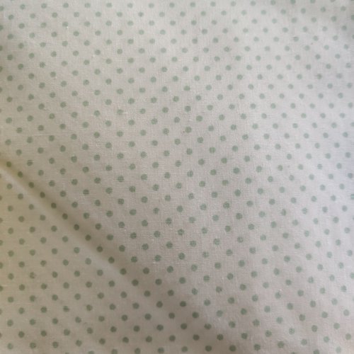 Coupon tissu - blanc à pois vert d'eau - coton - 50x60cm