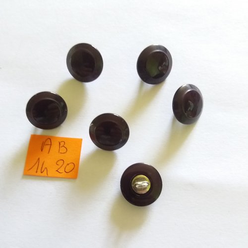 6 boutons en résine noir - 15mm - ab1420