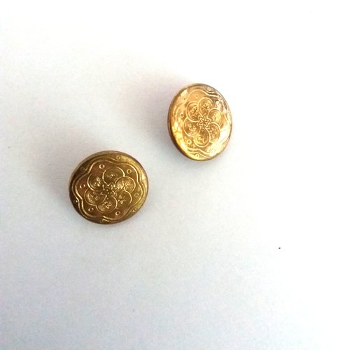 2 boutons en métal doré - ancien - 18mm - 881mp