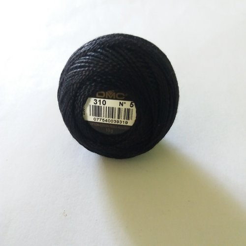 1 bobine de coton perlé noir n°5 - col.310 - dmc