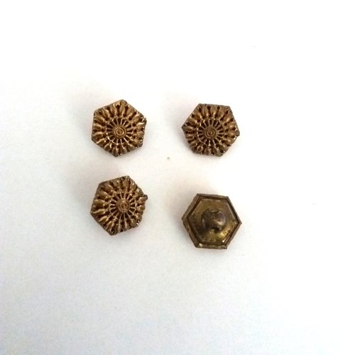 4 boutons en métal doré - ancien - 17mm - 894mp