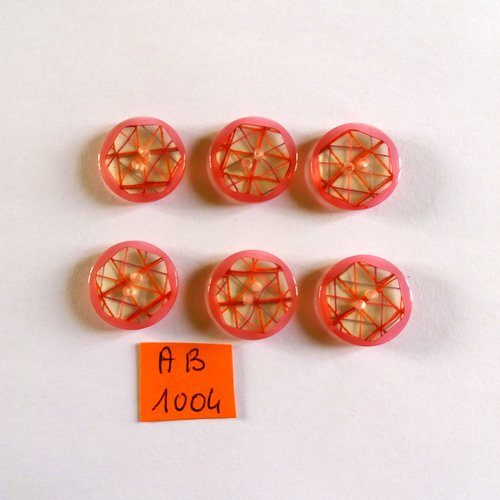 6 boutons en résine rose transparent - 18mm - ab1004
