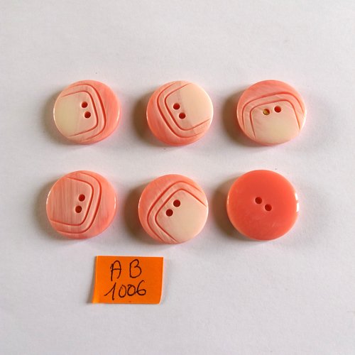 6 boutons en résine rose - 22mm - ab1006