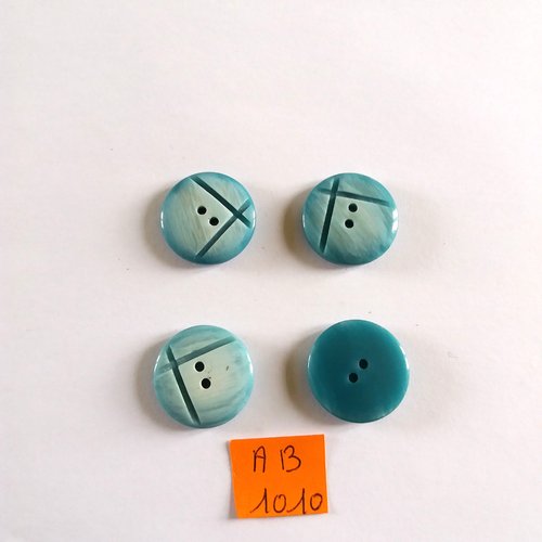 4 boutons en résine bleu - 22mm - ab1010