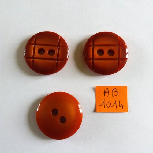3 boutons en résine marron - 27mm - ab1014
