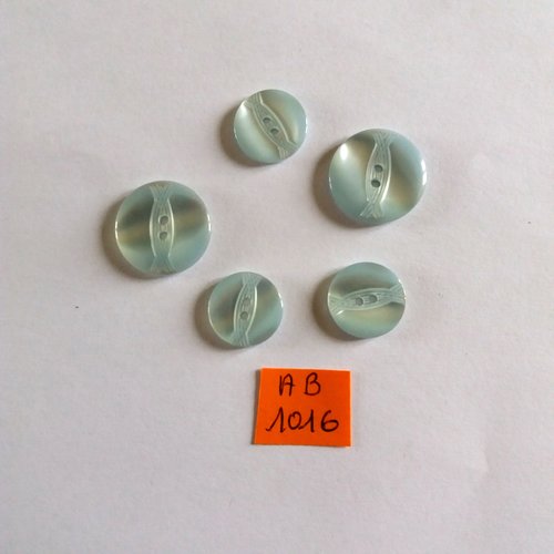 5 boutons en résine bleu clair - 18 et 14mm - ab1016