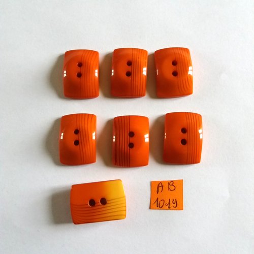 7 boutons en résine orange foncé - 17x24mm - ab1019
