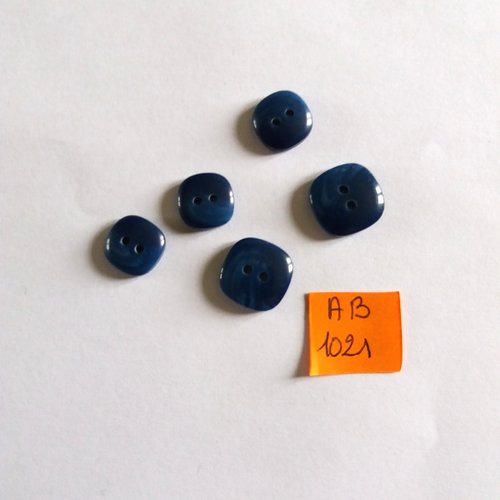 5 boutons en résine bleu - 14x14mm et 11x11mm - ab1021