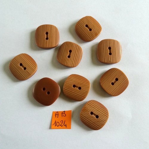 9 boutons en résine marron - 20x20mm - ab1024