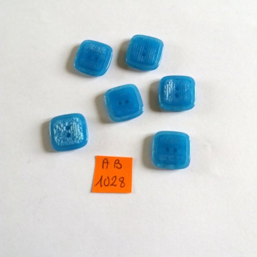 6 boutons en résine bleu - 17x17mm - ab1028