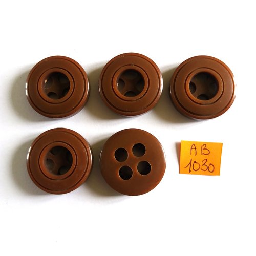 5 boutons en résine marron - 26mm - ab1030