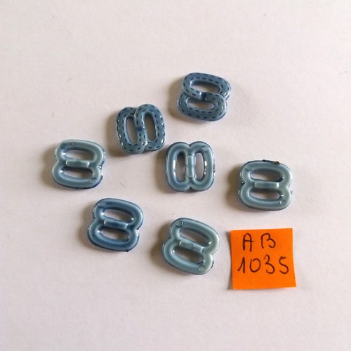 7 boutons en résine gris / bleu - 13x13mm - ab1035
