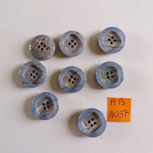 8 boutons en résine bleu - 18mm - ab1037