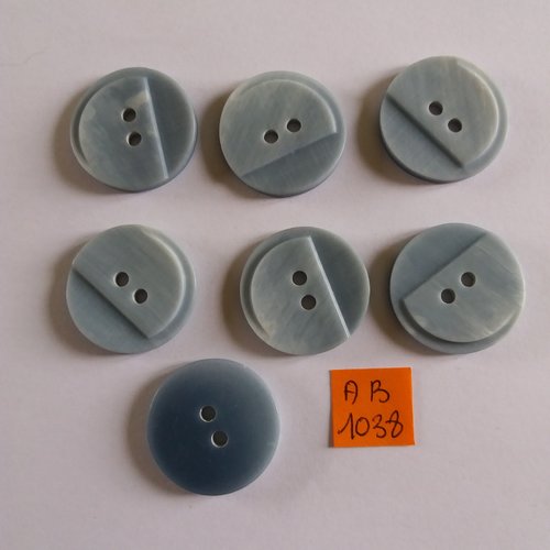 7 boutons en résine bleu - 26mm - ab1038