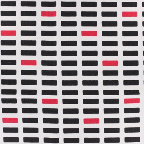 Coupon tissu japonais - toile kiyohara bloc noir / rouge - coton - 50x55cm