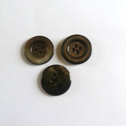 3 boutons en nacre marron - ancien - 27mm - 900mp