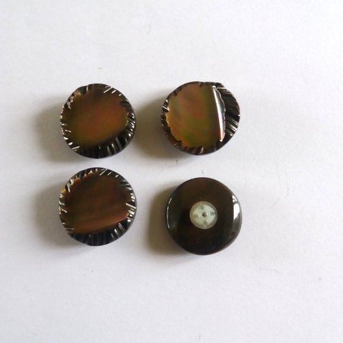 4 boutons en nacre marron - ancien - 26mm - 904mp