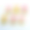 6 boutons fantaisies en bois - pingouin  - rose mauve jaune - bri435 - n°3