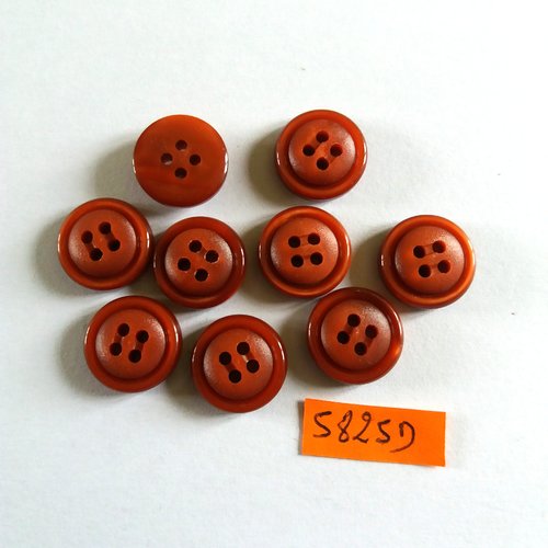 9 boutons en résine marron - vintage - 15mm - 5825d