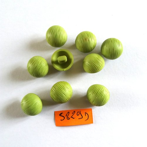 9 boutons en résine vert - vintage - 13mm - 5829d