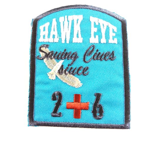 Thermocollant - hawk eye - turquoise et noir - 80x63mm - écusson à coudre - e40