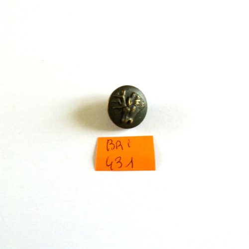 1 bouton en métal bronze - tete de cerf - ancien - 16mm - bri431