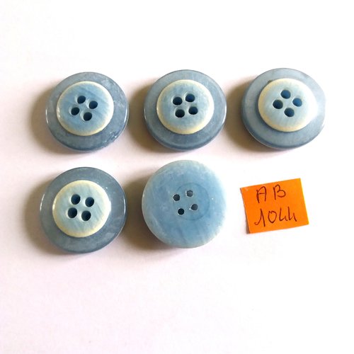 5 boutons en résine bleu - 27mm - ab1044