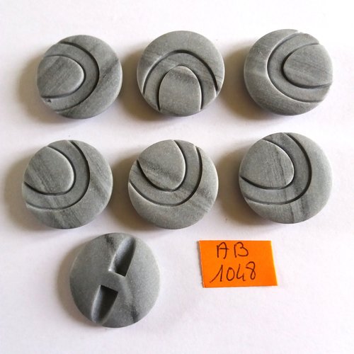 7 boutons en résine gris / bleu - 27mm - ab1048