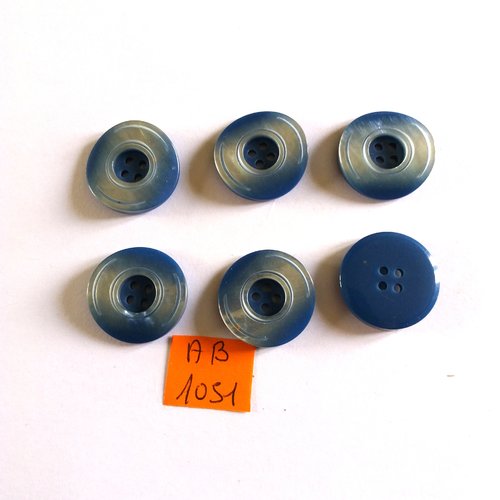 6 boutons en résine bleu -22mm - ab1051