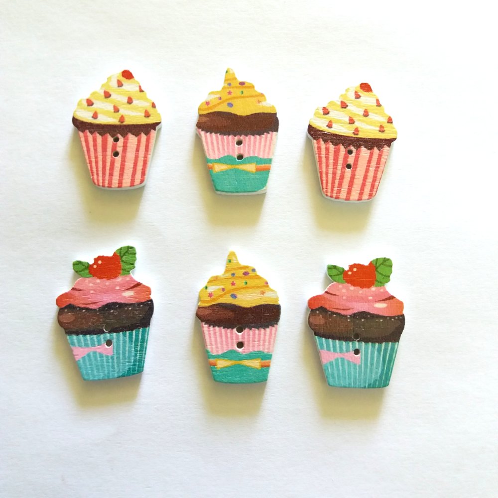 10 Boutons gâteaux cake cupcakes en bois Boutons bois 10 Boutons gâteaux cake cupcakes en bois Boutons bois