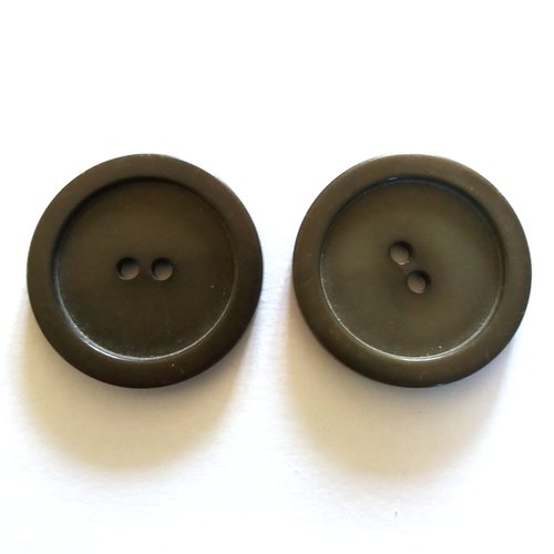 2 boutons en résine gris - ancien - 34mm - 984mp