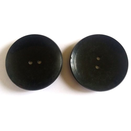 2 boutons en résine noir - ancien - 49mm - 1009mp