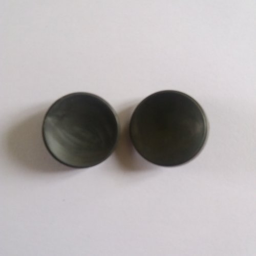 2 boutons en résine gris / vert - ancien - 28mm - 1012mp