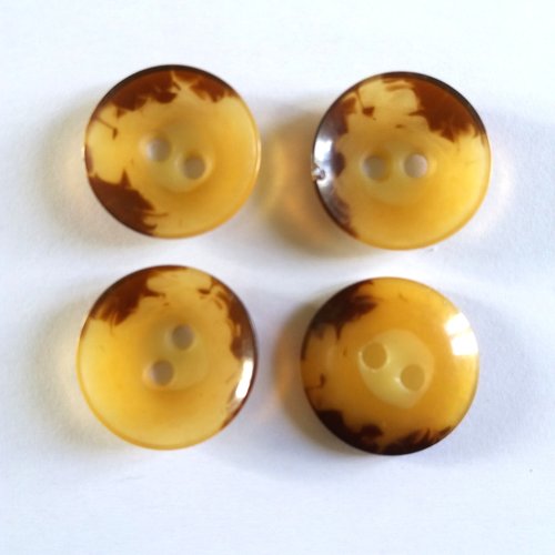 4 boutons en résine beige et marron - ancien - 32mm - 1075mp
