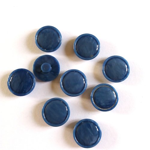9 boutons en résine bleu - ancien - 18mm - 1098mp