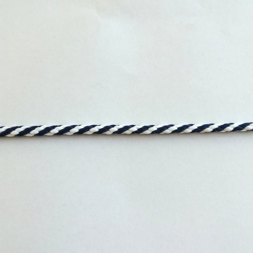 1m de cordon bleu et blanc - stephanoise - polyester - 5mm - ab2115