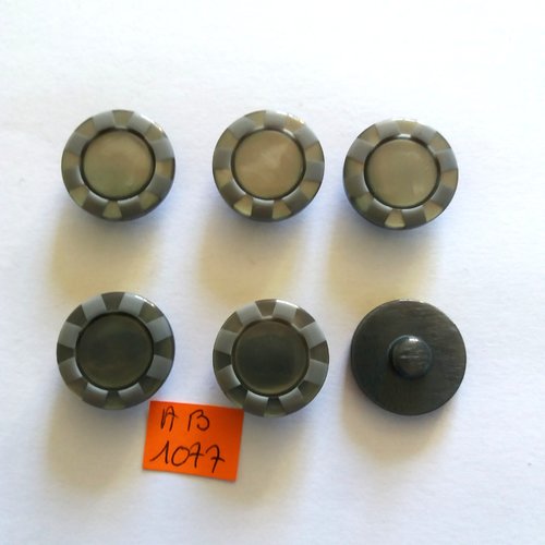 6 boutons en résine gris - 22mm - ab1077