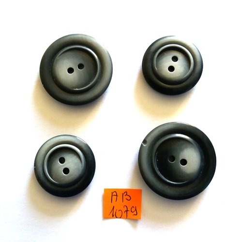 4 boutons en résine gris - 34mm et 28mm - ab1079
