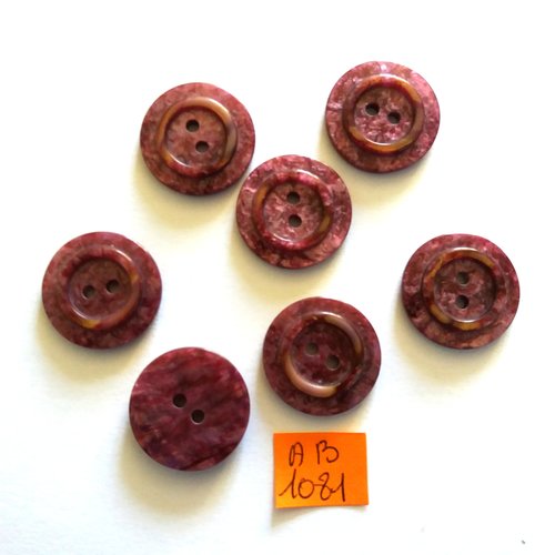 7 boutons en résine violet - 22mm - ab1081