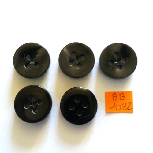5 boutons en résine gris / bleu nuit - 22mm - ab1082