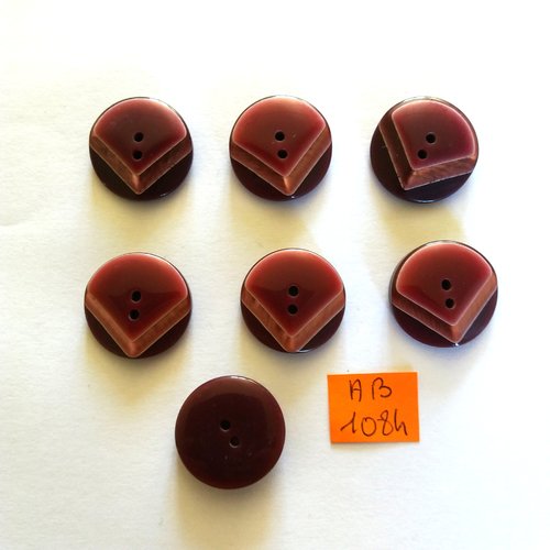 7 boutons en résine bordeaux foncé - 22mm - ab1084