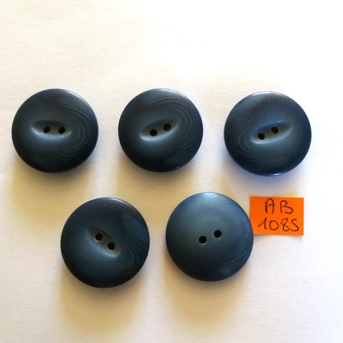5 boutons en résine bleu - 28mm - ab1085