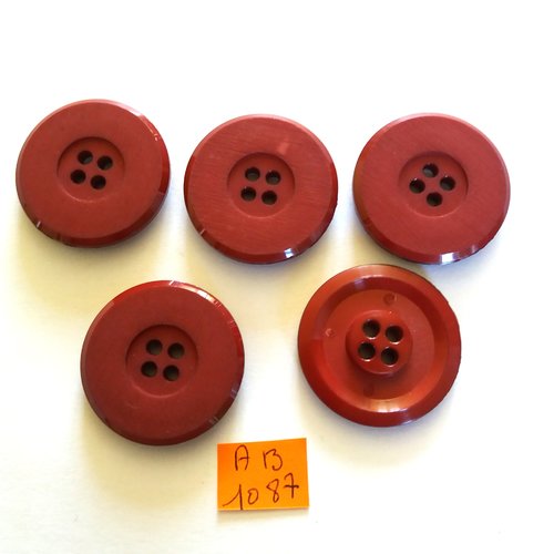 5 boutons en résine bordeaux - 34mm - ab1087
