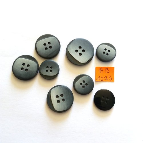8 boutons en résine gris - 25mm - 23mm et 18mm - ab1093