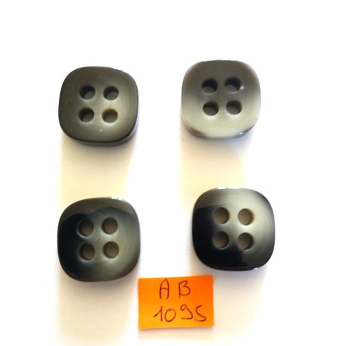 4 boutons en résine gris - 20x20mm - ab1095