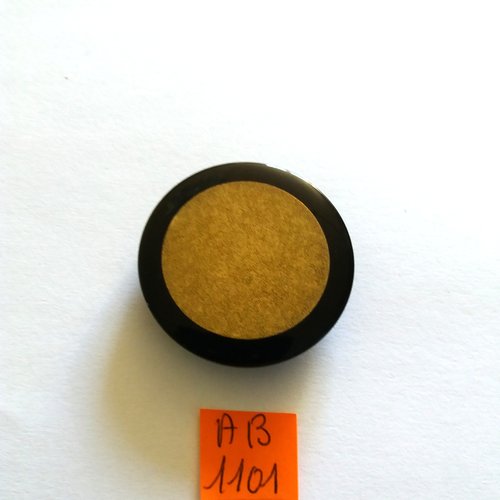 1 bouton en résine noir et or - 40mm - ab1101