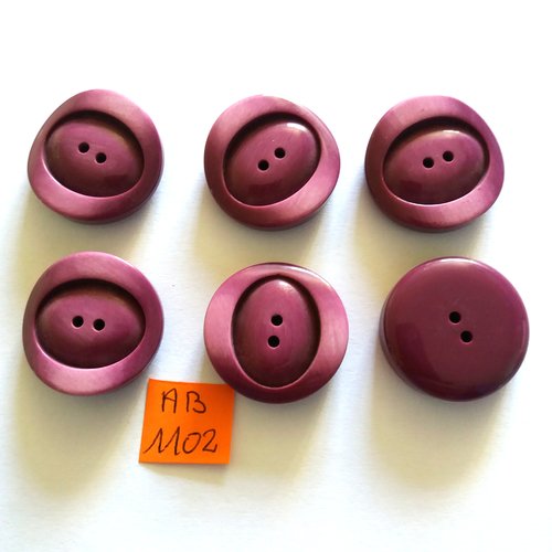 6 boutons en résine violet - 27mm - ab1102